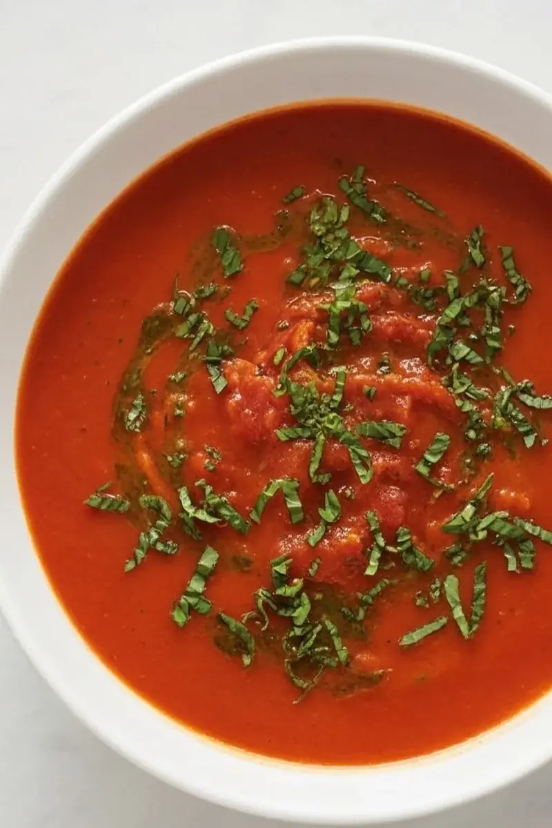 Easy Creamy Roasted Tomato–Red Pepper Soup (Stovetop + Instant Pot) 1 tomato basil soup 2x3 compressed