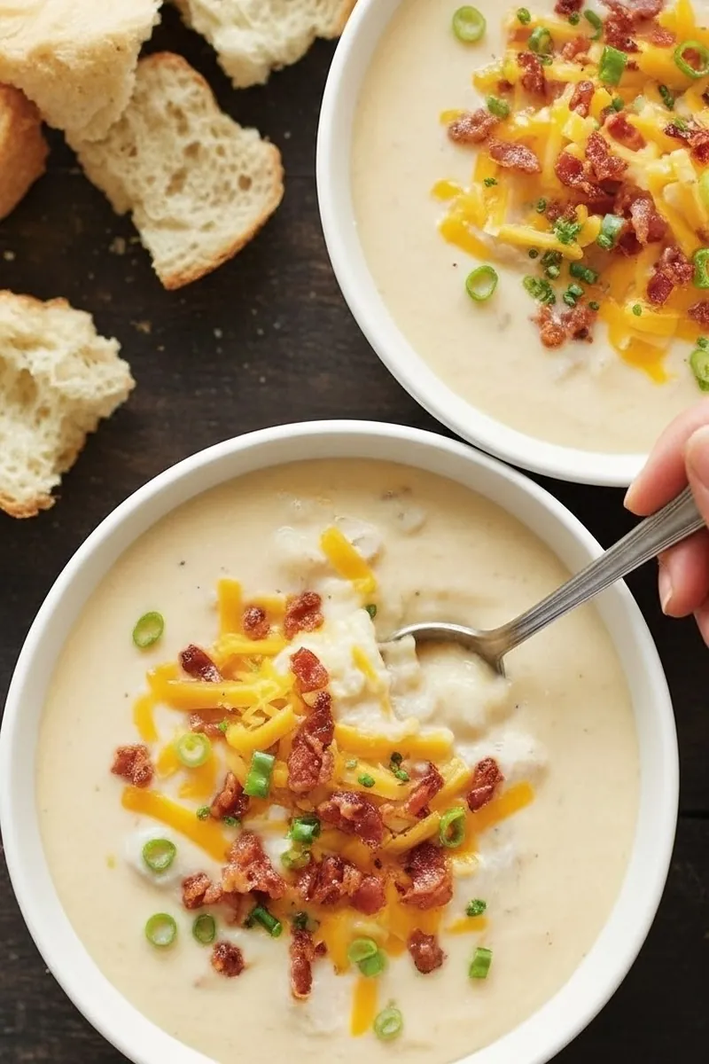 Easy Potato Soup (Slow Cooker, One-Pot, 3 hr 40 min on High) 1 loaded potato soup bread 2x3 1